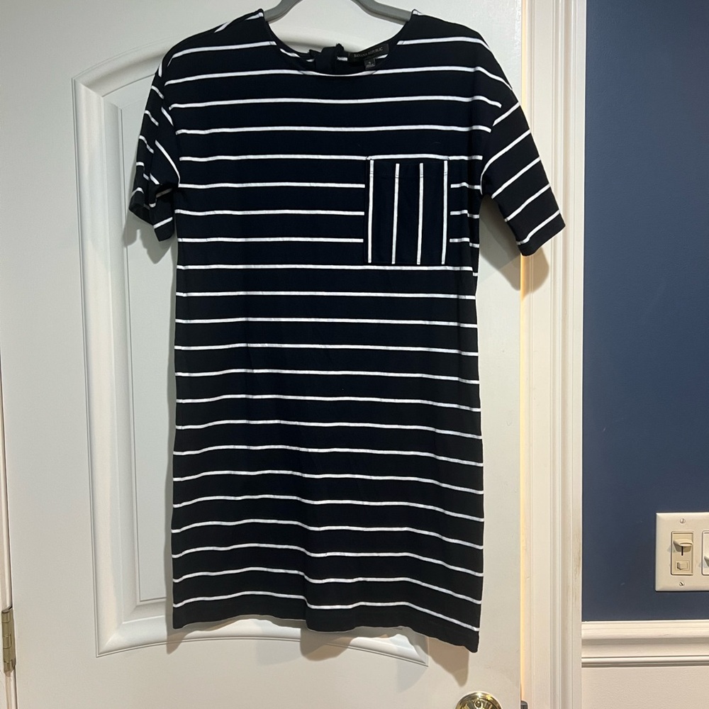 Banana Republic Navy and White Striped Short Sleeve Dress